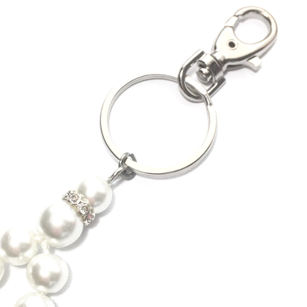 Faux Pearl Wristlet Keychain Lanyard - Picture 3 of 6